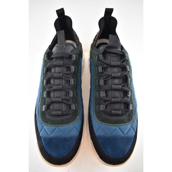 Chanel 21K Mens Blue Green White Black CC Logo Low Top Trainer Sneaker 44 11 - Picture 7 of 14
